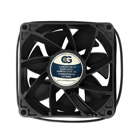 Coolerguys 80mm (80x80x25) Quiet Dual Ball Bearing 12 Volt Fan - High Speed