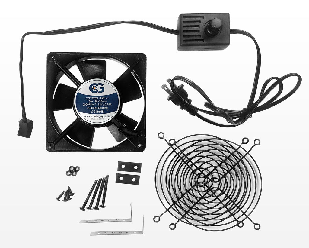 Coolerguys 120x25mm Low Speed AC Fan with Mount/Stand and Manual Speed