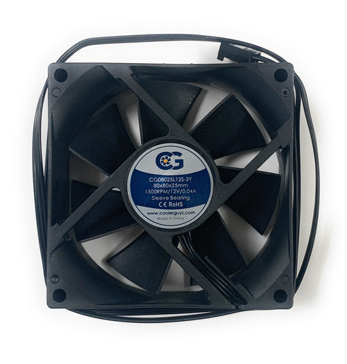 Coolerguys 80mm(80x80x25mm) 12 VDC 3Pin Low Speed Ultra Quiet Fan CG08025L12S-3Y