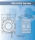 Mechatronics 40 x 40 x 28mm Medium Speed 24 Volt Fan MD4028M24B - Coolerguys