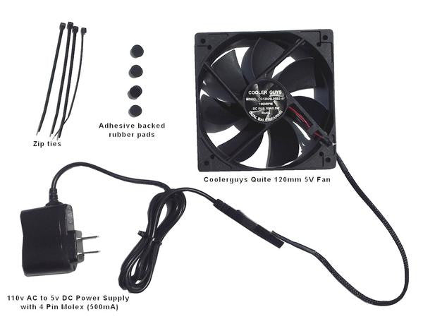 Coolerguys Quiet 120mm AC Powered Receiver/Component Cooling Fan Kit