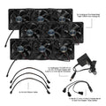 Coolerguys Triple 120mm Fan Cooling Kit (Pre-Assembled, 3-Pin 2-Wire, 30" Cable) – 3-Pack Set for 1A Barrel Connector Power Supply
