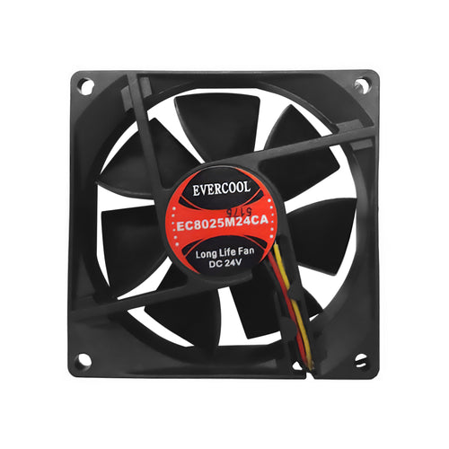 Evercool 80x80x25mm Medium Speed 24 Volt Fan with 3 Pin EC8025M24CA