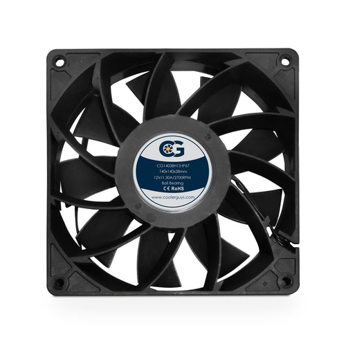 Coolerguys 140mm(140x140x38) 12 VDC 3Pin High Airflow Waterproof IP67 Fan&nbsp;CG14038H12-IP67