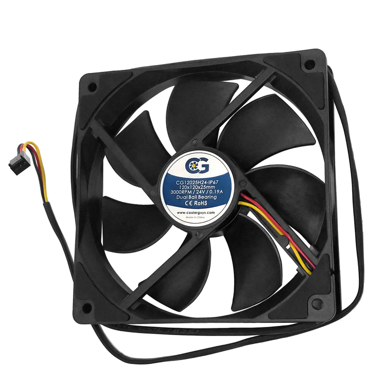 Coolerguys 120mm (120x120x25) 3000 RPM IP67 24v Waterproof Fan CG12025H24-IP67