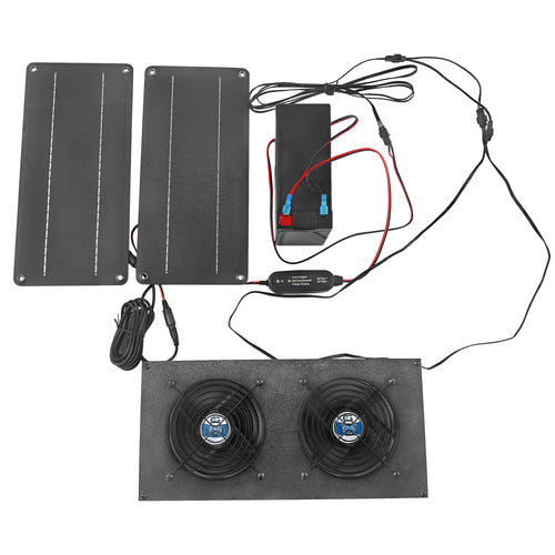 olar Powered Dual 120mm (CG12025H12-IP67) Waterproof Fan Kit with Overcharge Protector