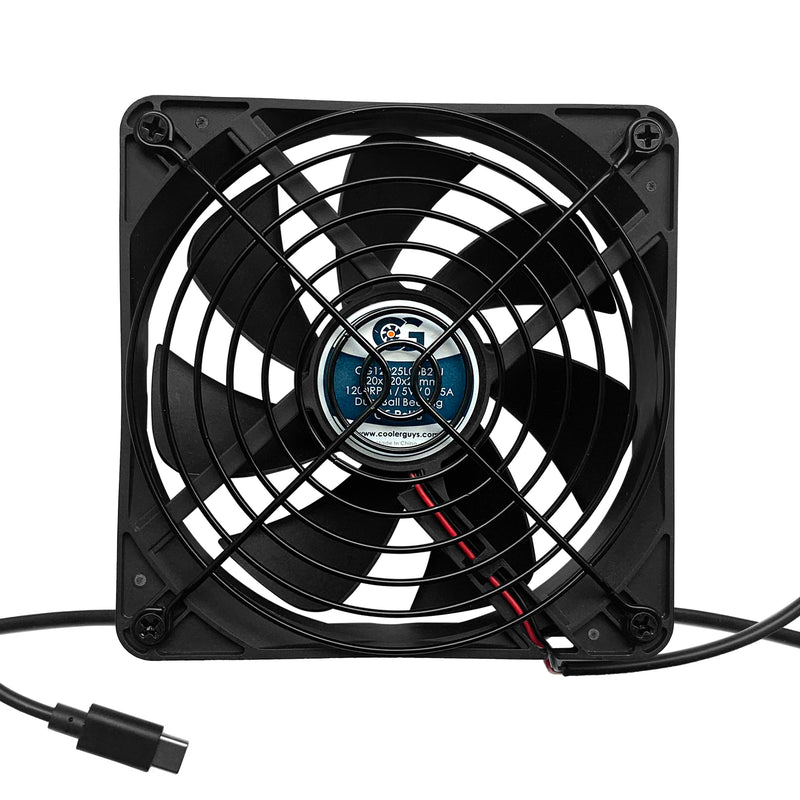 Coolerguys 120mm (120x120x25) 1200RPM USB-C Fan with Grill CG12025L05B2-C