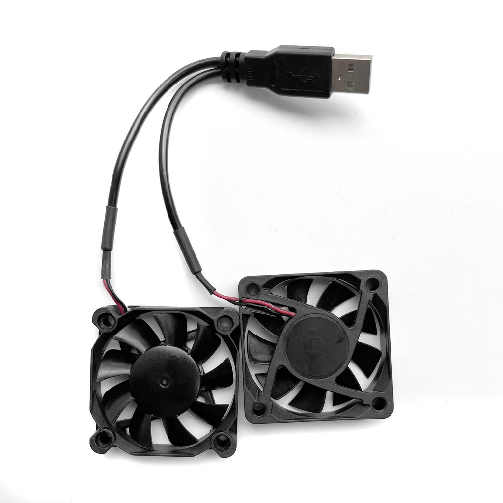 Dual (50x50x10) USB Fans, IP67 with 4-inch cord – Coolerguys