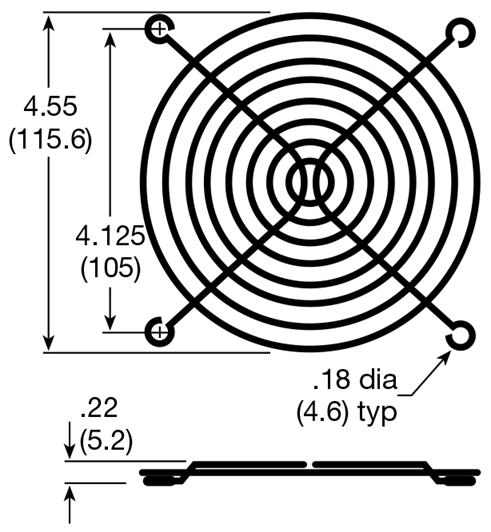 Mechatronics 120mm Square Metal Fan Guard SGR-47 Series - Coolerguys