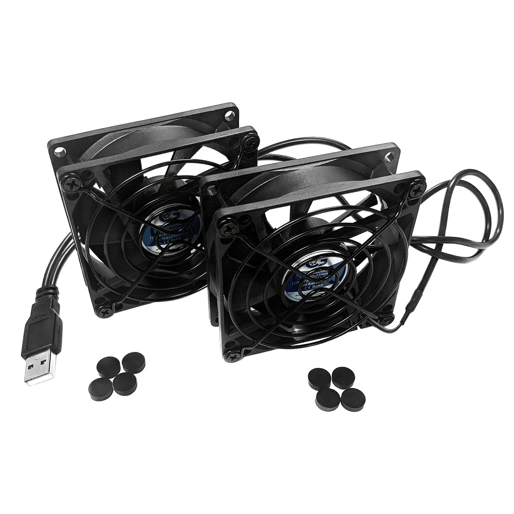 Dual 80x25mm USB Fans with Grills | Coolerguys