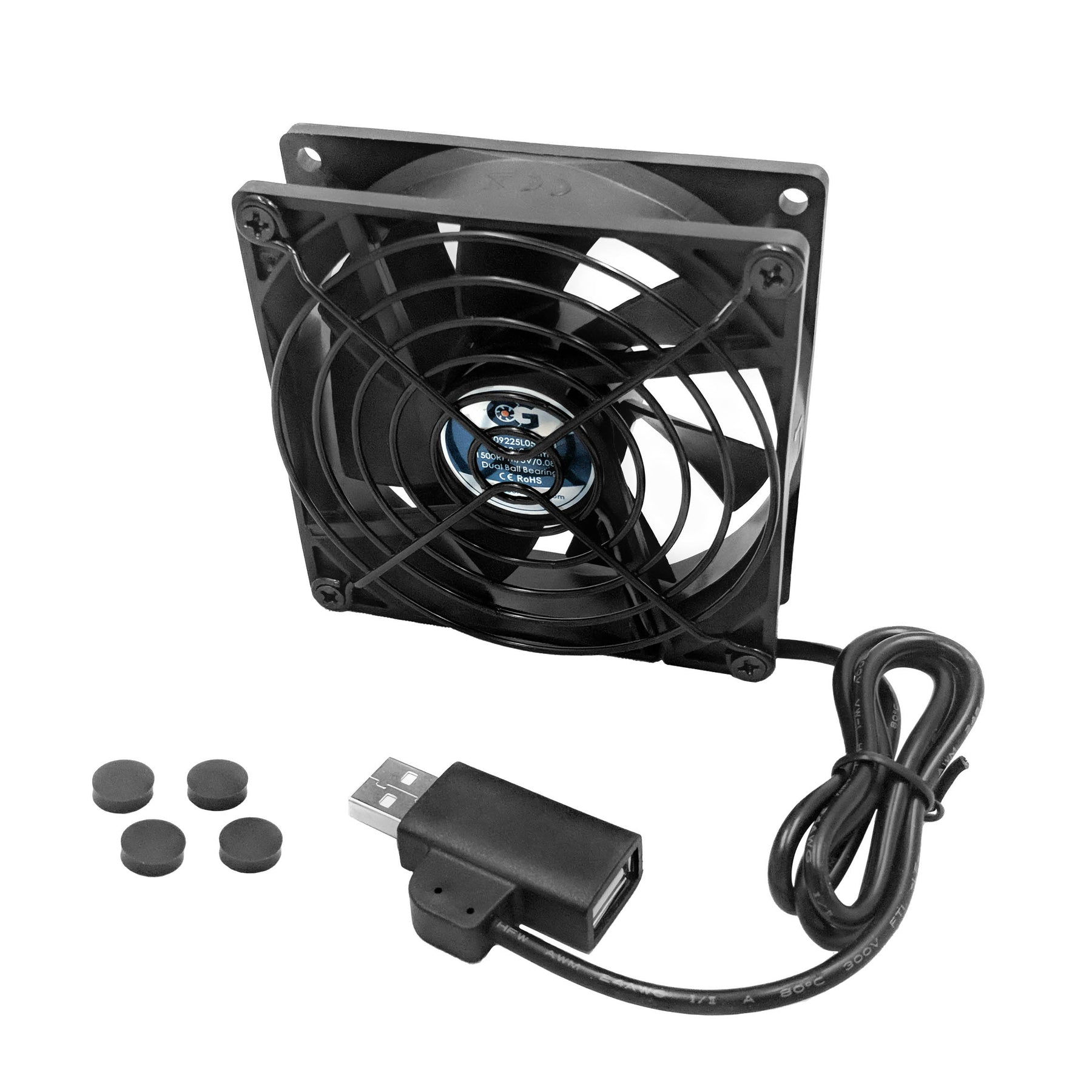 Ventilateur 92x92x25mm, 5V DC avec connecteur USB