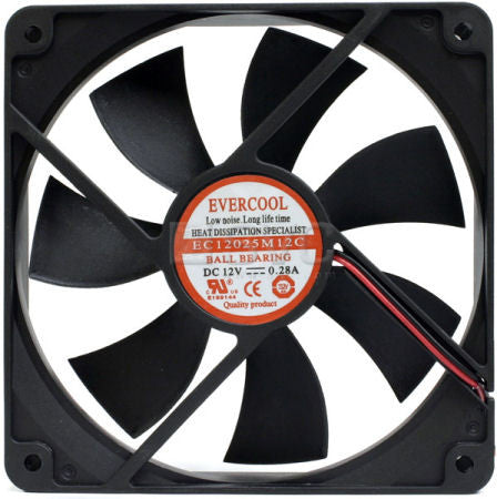 Evercool 120×120×25mm Medium Speed 12 Volt Fan EC12025M12C