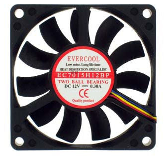Evercool EC7015H12BP 70mm x 15mm Dual Ball Bearing 4 Pin PWM CPU Replacement Fan - Coolerguys