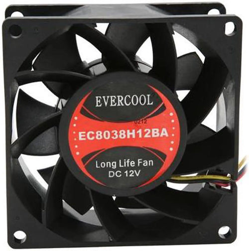 Evercool 80×80×38mm High Speed 12 Volt Fan EC8038HH12BA