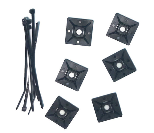 Nylon 4" Zip Tie and Cable Adhesive Anchors (6 each) Black - Coolerguys