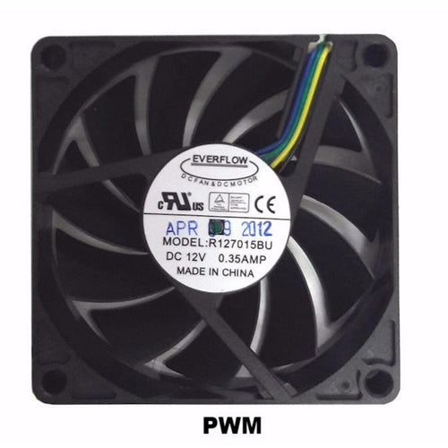 Everflow 70x70x15mm PWM Dual Ball Bearing 12 Volt Fan-R127015BU - Coolerguys