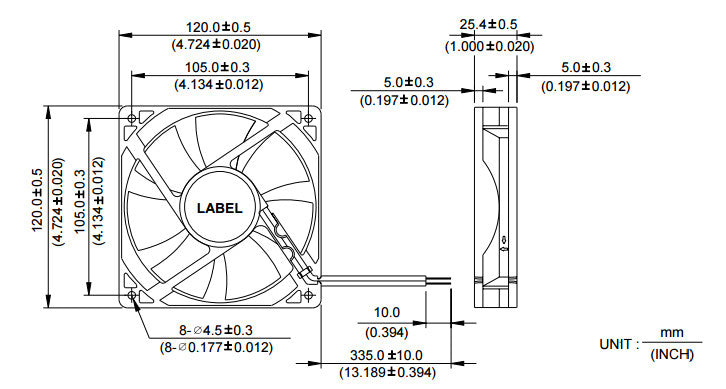 Delta AFB1212H 120mm Case Fan - 12V, 3-Pin, Locked Rotor Sensor, 2500 RPM - Server/PC Cooling-707299