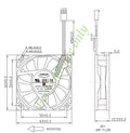 Everflow 60x60x15mm 12 Volt 3 Wire/ 3 Pin Fan With Thermistor-R126015BUT - Coolerguys