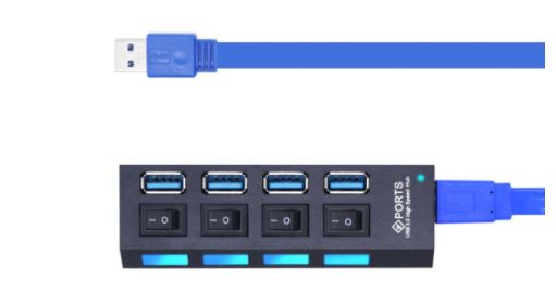 Black USB 3.0 4 or 7 Port Switch Adapter Hub Extender for Multiple USB Fans, Phone Charging, and Devices