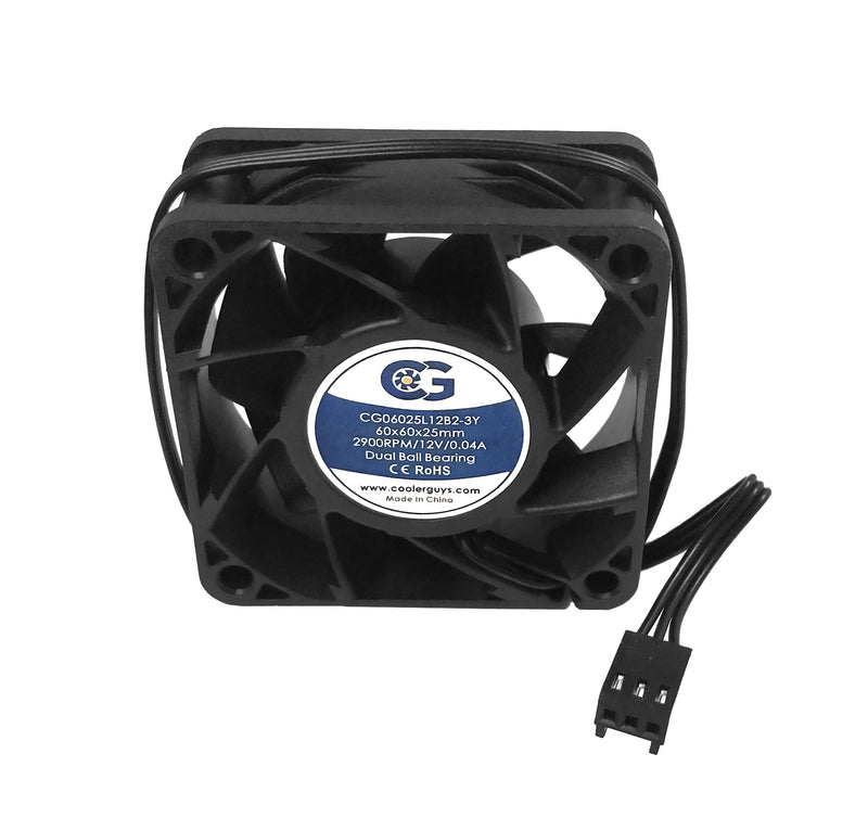 Coolerguys 60mm(60x60x25) 12VDC 3Pin Low Speed Ultra Quiet Fan CG06025L12B2-3Y