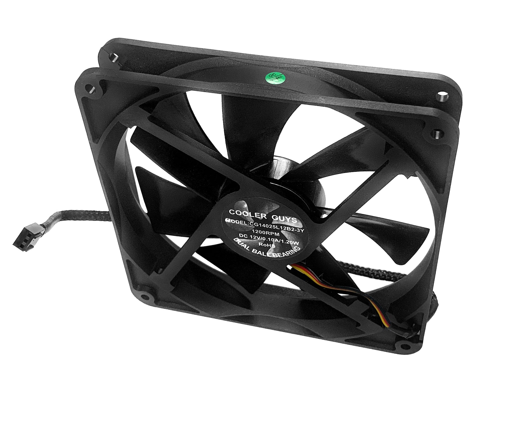 140x140x25mm Dual Ball Bearing Fan CG14025L12B23Y Coolerguys