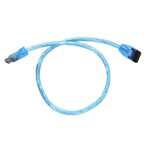 OKGear 18 inch UV Blue Premium SATA III Round Cable 6GB/s Straight to Straight w/latch, UV Blue - Coolerguys