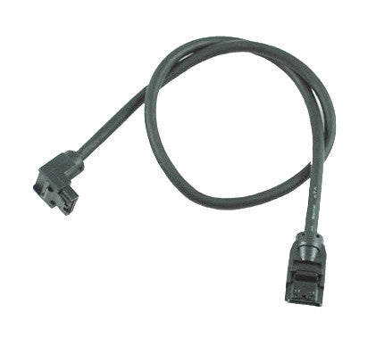 OKGear 70cm/27.5" Premium SATA III Round Cable 6GB/s Straight to Right Angle w/latch, Black - Coolerguys