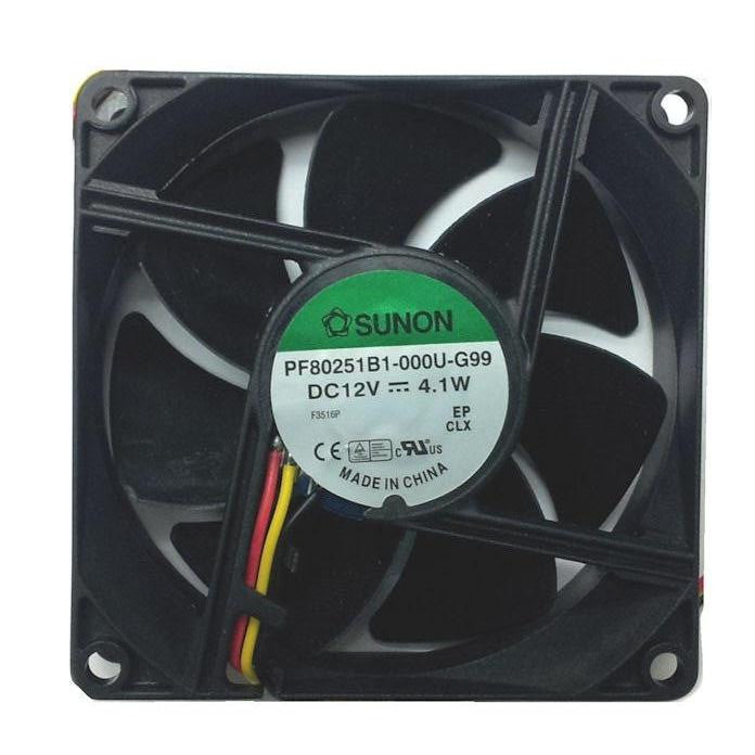 Sunon 80x80x25mm High Speed 12 Volt Fan 3 Wire 3 Pin