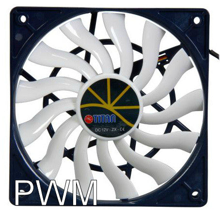 Titan Extreme 120X15mm 12 volt Z-Axis Bearing Fan,4 pin Micro-Chip PWM # TFD-12015H12ZP - Coolerguys