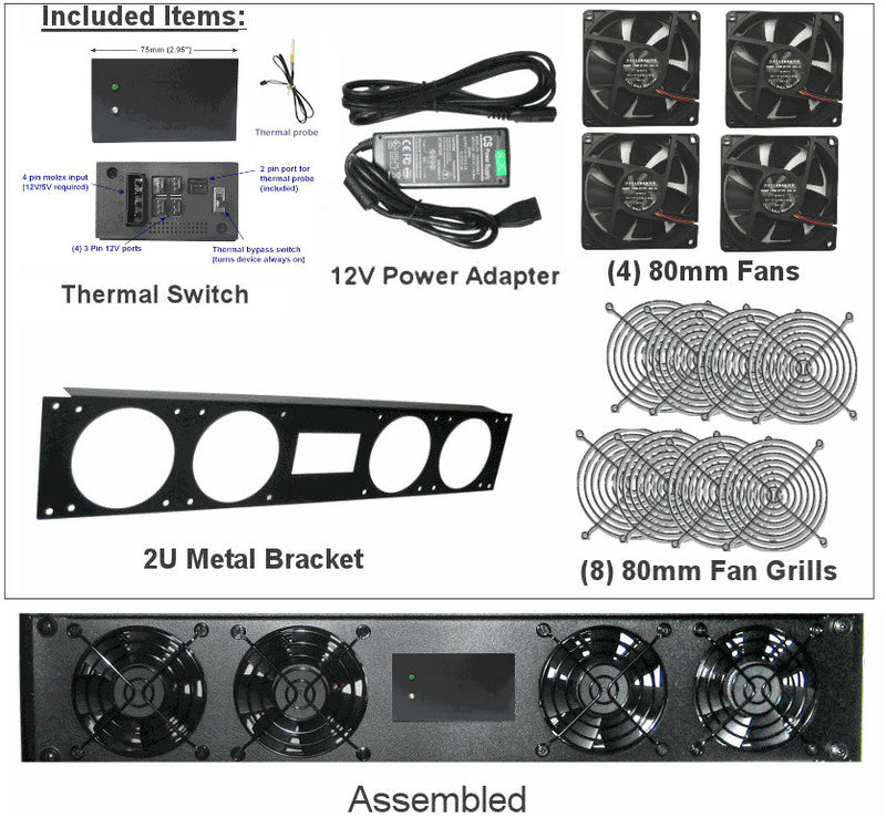 Coolerguys 2U Server Rackmount with 80mm fans  /  Coolerguys Pre-Set Thermal Controller - Coolerguys