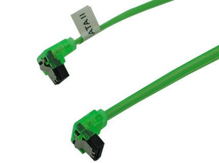 OKGEAR 36 inch SATA 3.0 cable,right angle to right angle,UV green color #GC36AUGM22 - Coolerguys
