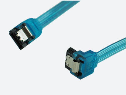OKGEAR 12 inch SATA3.0 cable,straight to right angle, UV blue color #GC12AUBM12 - Coolerguys
