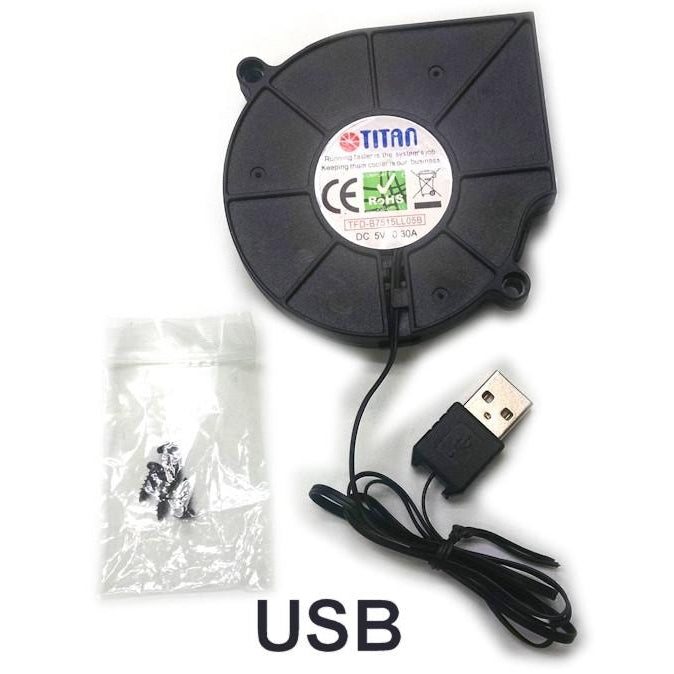 Titan 75x75x15mm Blower Fan with USB Connector DC5V USB TFD-B7515LL05B - Coolerguys
