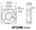 Mechatronics 120x120x38mm 230 Volts High Temp Fan UF12AM23-BTHR-F832 - Coolerguys