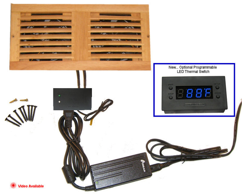 CabCool1202 Dual 120mm Fan Cooler Kit with Custom Wood Grill / Thermal Controller - Coolerguys