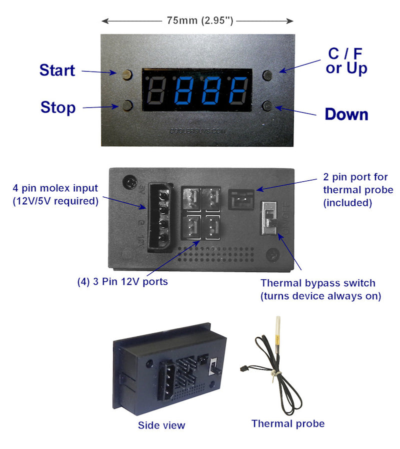 Programmable Thermal Fan Controller with LED Display - Coolerguys