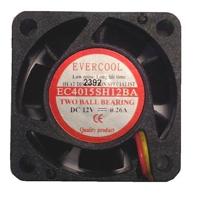 Evercool 40x40x15mm High Speed 12 Volt Fan with 3 Pin Connector-EC4015SH12BA - Coolerguys