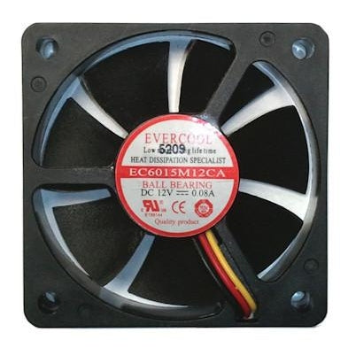 Evercool 60x60x15mm Medium Speed 12 Volt Fan with 3 Pin Connector EC6015M12CA - Coolerguys