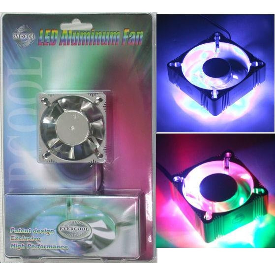 Evercool 60x60x25mm Multicolored LED Aluminum Fan-ALED6025 - Coolerguys