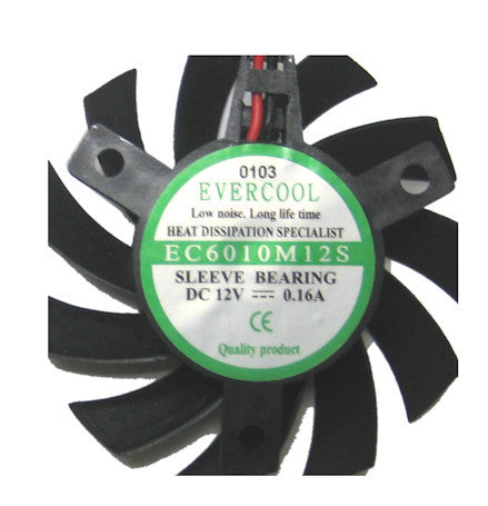 Evercool Video Card 60x60x10mm 12 Volt Frameless Fan VC-EC6010M12S-B - Coolerguys