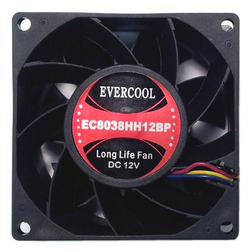 Evercool 80x80x38mm 12 Volt PWM Fan with Connector-EC8038HH12BP - Coolerguys