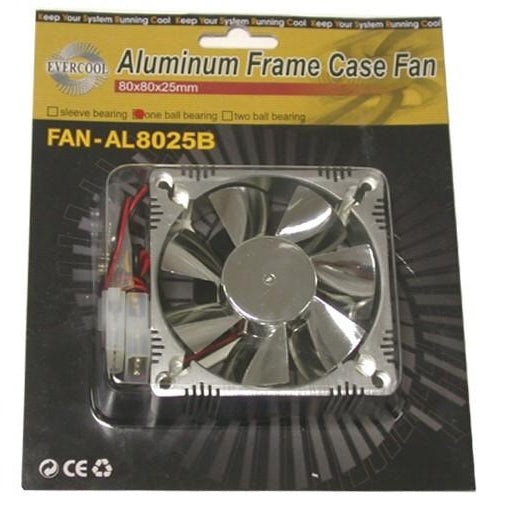 Evercool Chromed Aluminum 80x80x25mm Case Fan-AL8025B - Coolerguys