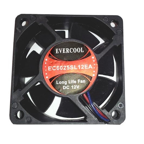 Evercool Low Speed 60x60x25mm 12 Volt Fan 3 Pin with Connector-EC6025SL12EA - Coolerguys