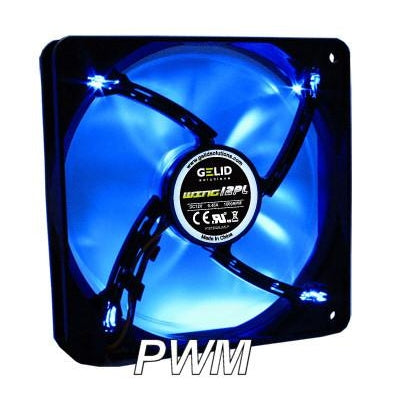 Gelid Wing 12 120x120x25mm PL Silent PWM Fan with LED FN-FW12BPL-18 - Coolerguys