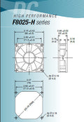 Mechatronics 80x80x25mm 24 Volt High Speed Fan F8025H24B1-FSR - Coolerguys