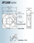Mechatronics 120x120x38mm High Temp Encapsulated Fan UF12AM12-BTHF832 - Coolerguys