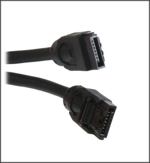 OKGear 18 inch Black Premium SATA III Round Cable 6GB/s Straight to Straight  w/latch - Coolerguys