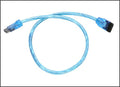 OKGear 18 inch UV Blue Premium SATA III Round Cable 6GB/s Straight to Straight  w/latch - Coolerguys