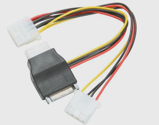 OKGEAR  8" SATA 15pin male to three 4pin molex female cable Adapter #AD-Y-44-0.2M - Coolerguys