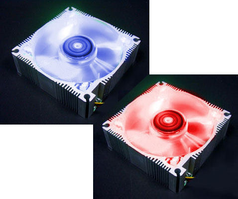 Okgear 80mm 4 led crystal fan with aluminum frame #GC84BAL various colors - Coolerguys